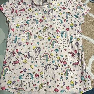 Spotted Zebra Girls xxl 14-16 Unicorn, Cupcake & Rainbow Tee in Pastel Colors